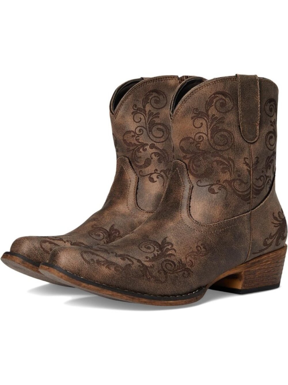 Stylish Women's Embroidered Snip Toe Ankle Boots - Casual Low Heel 1-2